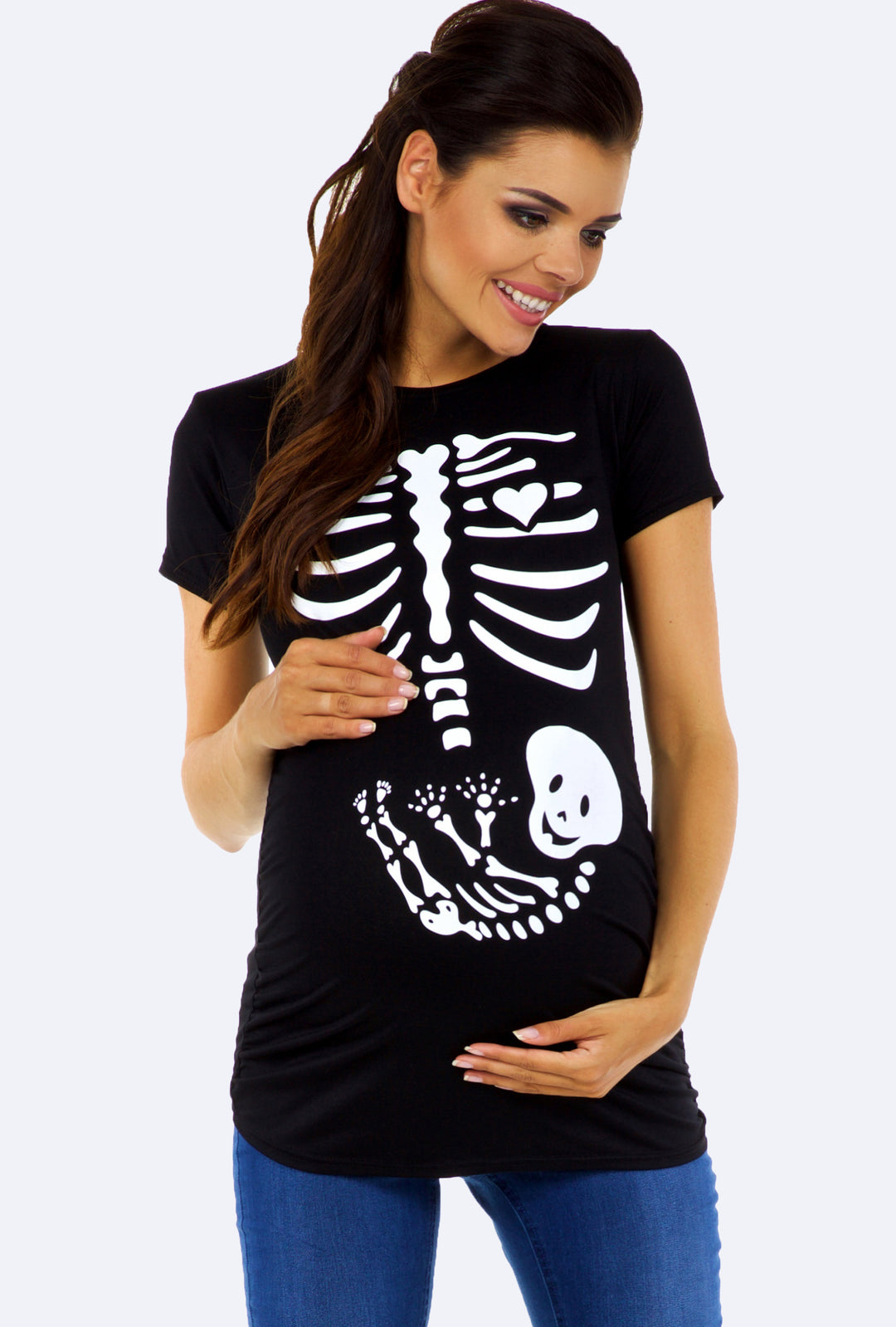 Bluzka Ciążowa z Nadrukiem na Halloween
