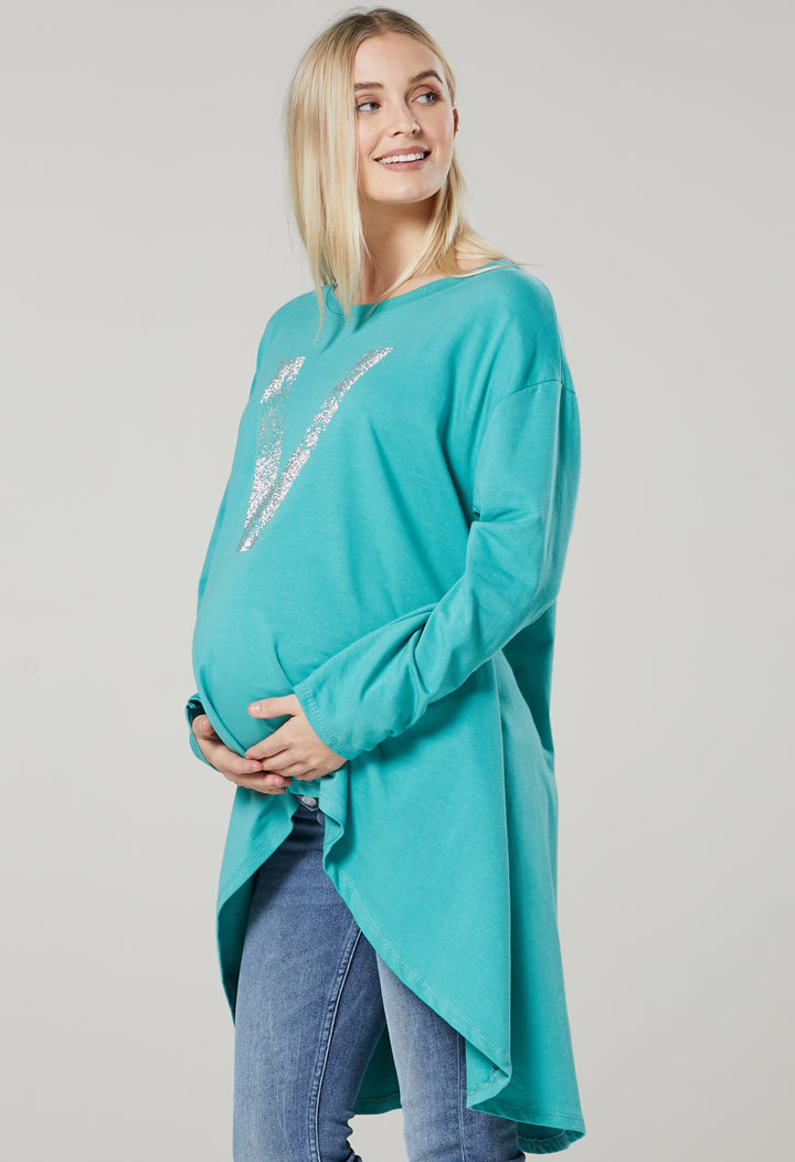 Bawełniana Asymetryczna Ciążowa Bluza Oversize