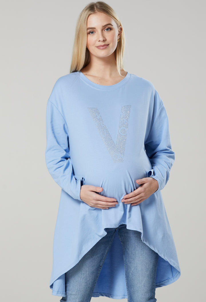 Bawełniana Asymetryczna Ciążowa Bluza Oversize