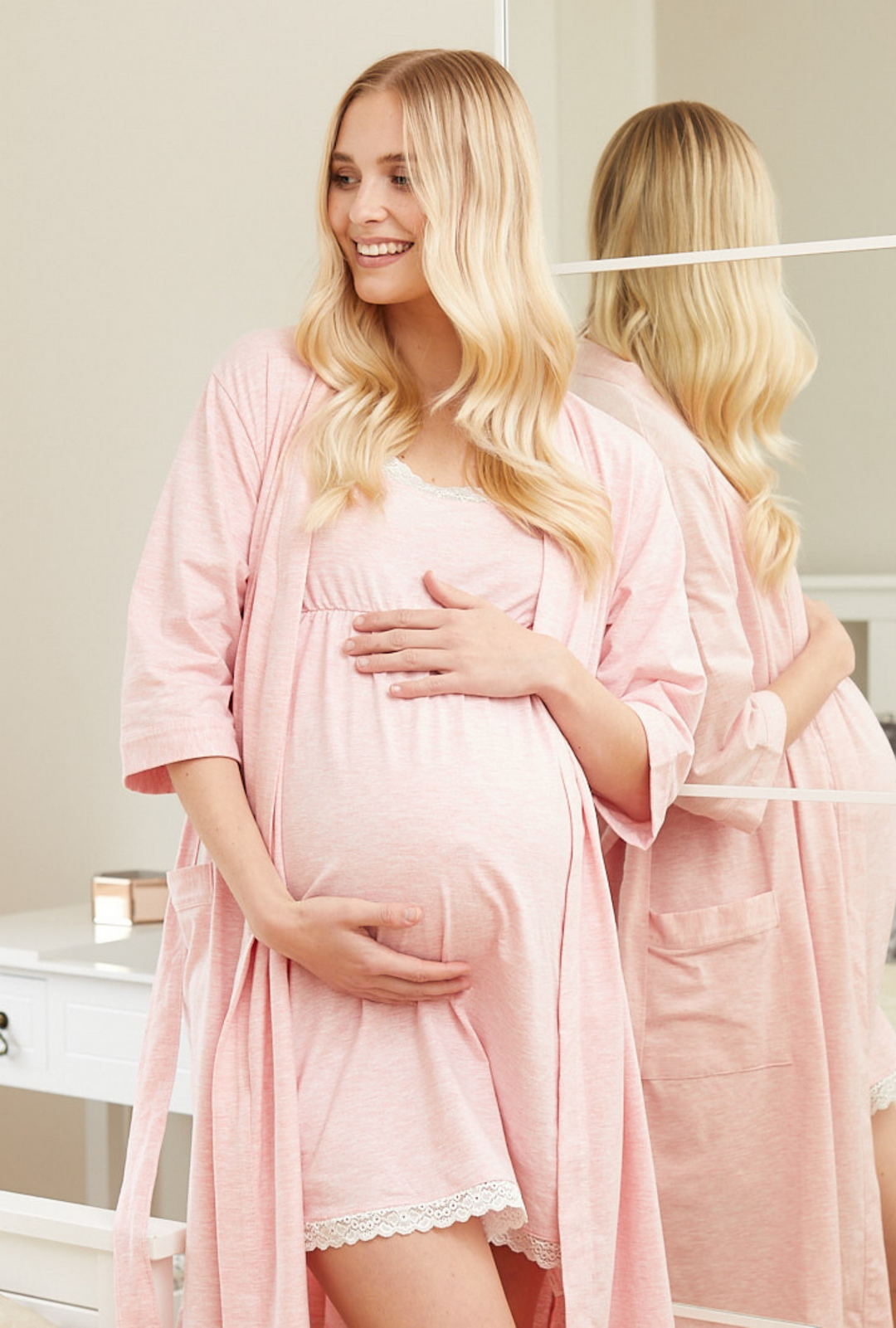 Zestaw Ciążowy : Szlafrok i Koszula z Funkcją Karmienia