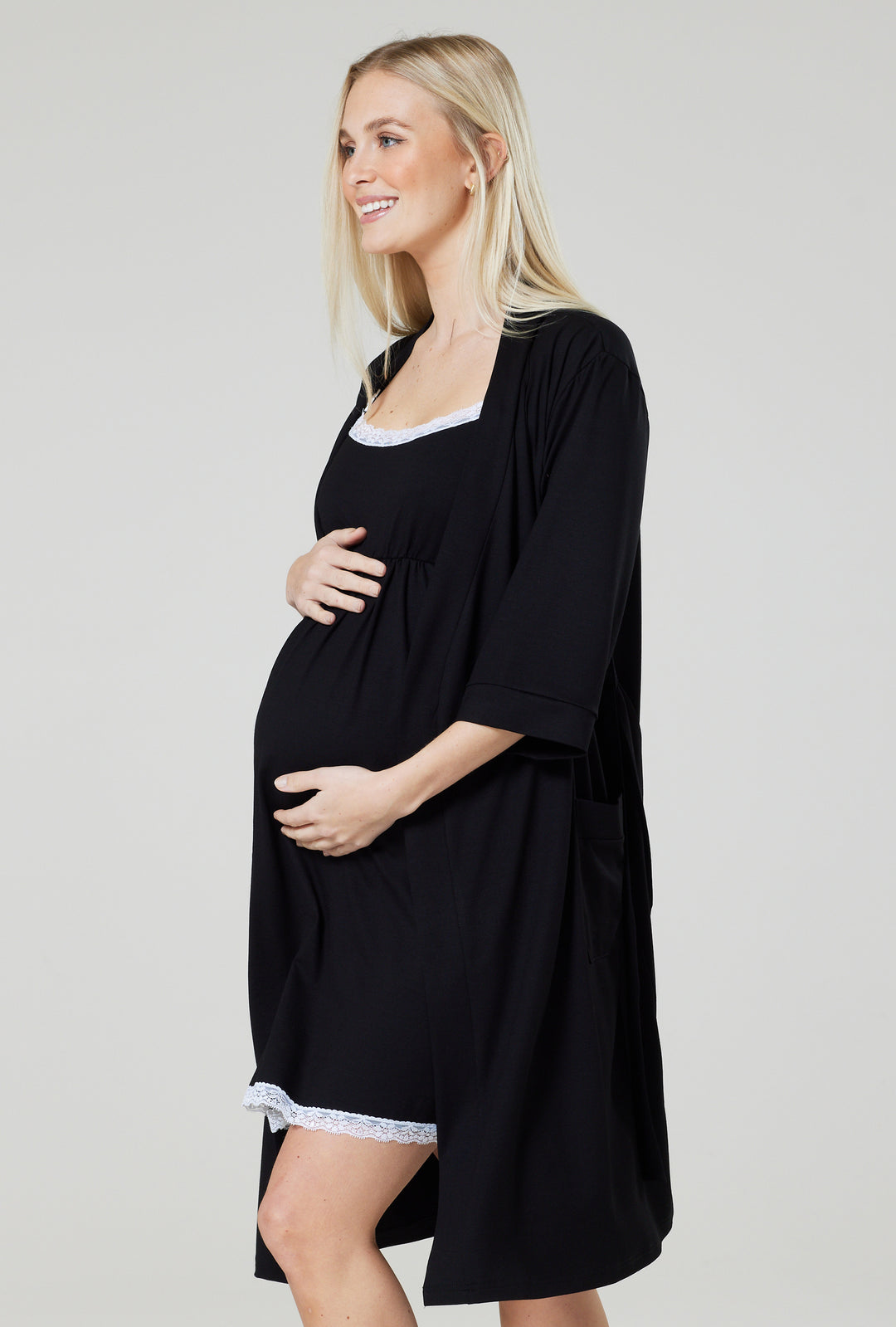 Zestaw Ciążowy - Szlafrok i Koszula z Funkcją Karmienia