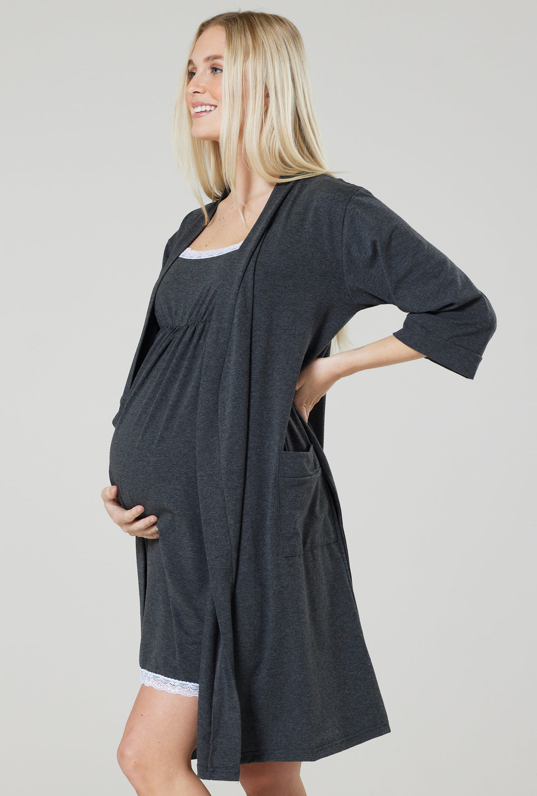 Zestaw Ciążowy - Szlafrok i Koszula z Funkcją Karmienia