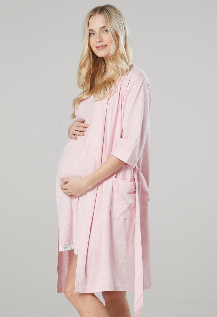Zestaw Ciążowy : Szlafrok i Koszula z Funkcją Karmienia