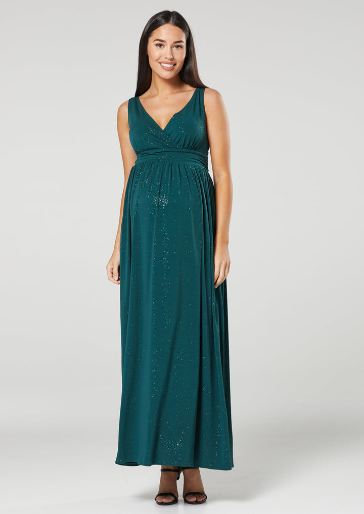 Elegancka brokatowa sukienka ciążowa