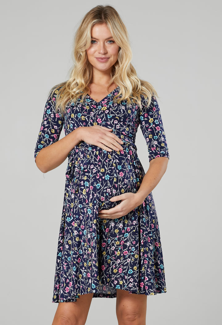 Midi sukienka ciążowa z funkcją karmienia