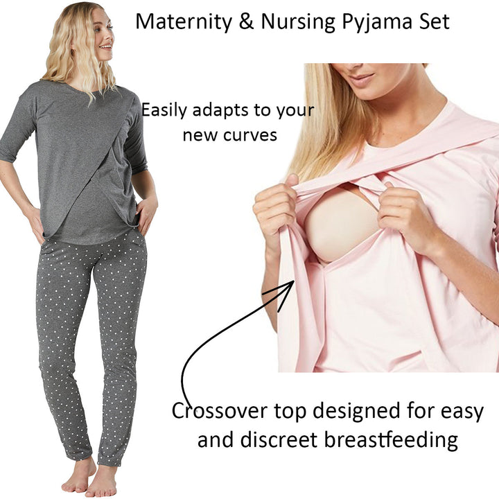 Piżama Ciążowa z Funkcją Karmienia
