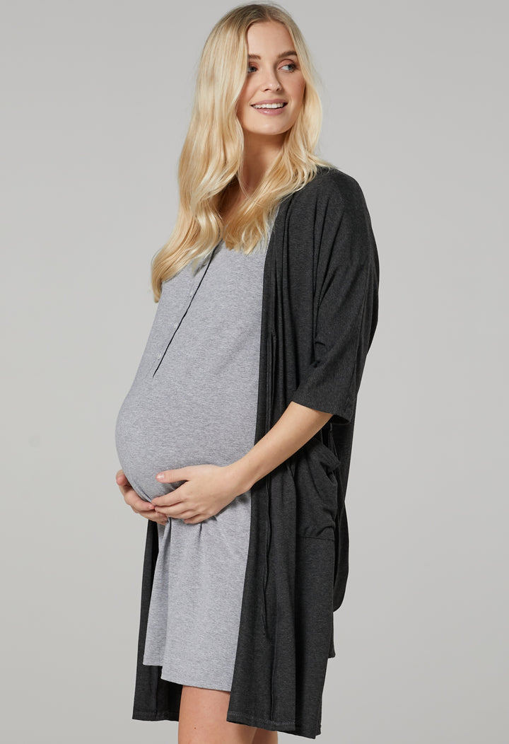 Ciążowy Zestaw: Koszula do Porodu, Szlafrok i Kocyk dla Dziecka